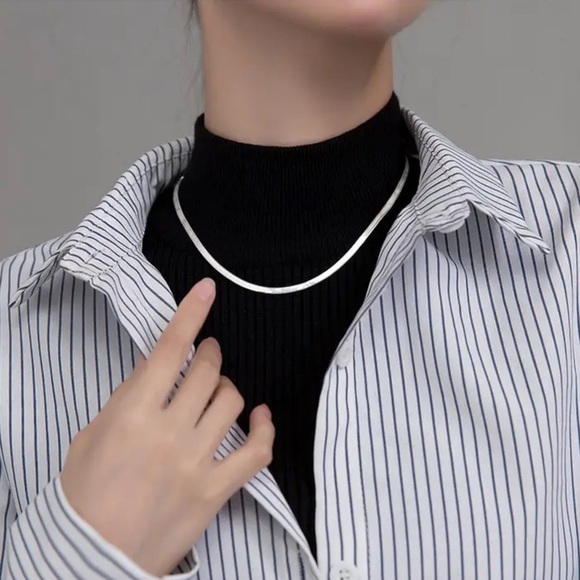 NEW Solid Sterling Silver Minimalist Snake Chain Necklace - Picture 5 of 7